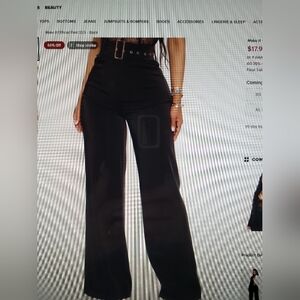 Shiny wide leg, high waist, belted pants new with tag. Black, size M